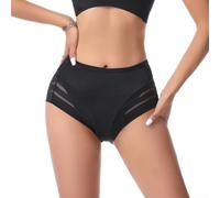 Women's Ice Silk Mesh Briefs Solid Color High Elastic(M Black)