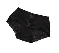 Women's Ice Silk Mid Lace Cotton Crotch Sexy Breathable Large Size Briefs Womens Brief Underwear (Black, M)