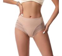 Women's Ice Silk Swim Briefs High Elastic Mesh Lace Underwear Solid Color Quick Drying Bathing Suit for Beach Pool S-XXL(M Coffee)