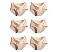 Womens Ice Silky Underwear Sexy Seamless Panties Low Waist Ladies Hipster Bikini Briefs 6Packs (UK, Numeric, 10, 12, Regular, Regular, Beige)