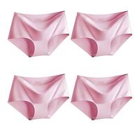 Womens Ice Silky Underwear Sexy Seamless Panties Low Waist Ladies Hipster Bikini Briefs (as8, numeric, numeric_6, numeric_8, regular, regular, Light Pink)