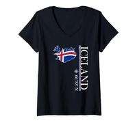 Womens Iceland - Nordic Nature & Adventure - Islandic Flag V-Neck T-Shirt