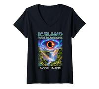 Women's Iceland Total Solar Eclipse 2026, Totality Chaser Science V-Neck T-Shirt