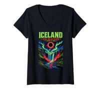 Women's Iceland Totality Chaser Total Solar Eclipse 2026 Science V-Neck T-Shirt