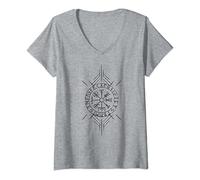 Womens Icelandic Magical Staves - Vegvísir V-Neck T-Shirt