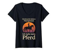 Womens Ich Brauche Keinen Therapeuten Ich Habe Mein Pferd V-Neck T-Shirt