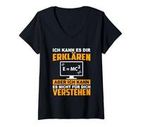 Womens Ich Kann ES Dir Erklären, Ingenieur Physik Mathematik V-Neck T-Shirt