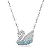Women's Iconic Swan Collection Necklace 26-27 Blue Rhodium Plated