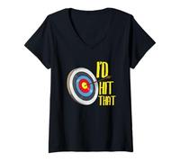 Womens I'd Hit That - Archer & Bowmen Sport - Funny Archery V-Neck T-Shirt