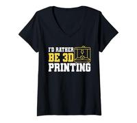 Womens Id Rather Be 3D Printing Printer V-Neck T-Shirt