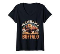 Womens Id Rather Be A Buffalo V-Neck T-Shirt