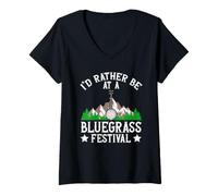 Women's I'd Rather Be At A Bluegrass Festival V-Neck T-Shirt