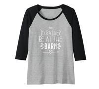 Womens I'd Rather Be at The Barn Raglan Baseball Tee