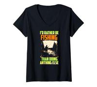 Womens I'D RATHER BE FISHING THAN DOING ANTHING ELSE V-Neck T-Shirt