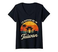 Women's I'd Rather Be in Taiwan V-Neck T-Shirt