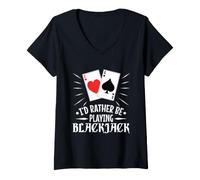 Women's I'd Rather be Playing Blackjack V-Neck T-Shirt