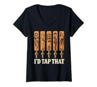 Women's I'd Tap that Sarcastic Inappropriate Raunchy Draft Beer Pub V-Neck T-Shirt