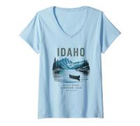 Women's Idaho Quiet Edge & Mirror Calm Since 1890 Vintage Nature V-Neck T-Shirt