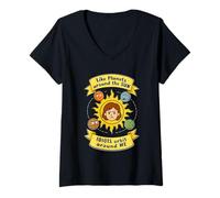 Womens Idiots Orbit me Like Planets Around The Sun. f V-Neck T-Shirt