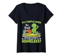 Womens If A Turtle Loses Its Shell is It Naked Or is | Turtle V-Neck T-Shirt