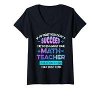 Women's If At First You Don't Succeed Try Doing Your Math Teacher V-Neck T-Shirt