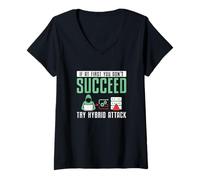Women's If at First You Don't Succeed Try Hybrid Attack Cyber Geek V-Neck T-Shirt