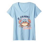 Womens If Crabby Please Return to the Beach Funny Crab Vacation Fun V-Neck T-Shirt