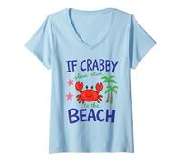 Women's If Crabby Please Return to the Beach - Spring Break Kidcore V-Neck T-Shirt