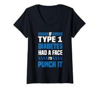 Women's If Diabetes Had Face Punch It Type 1 Diabetes Awareness T1D V-Neck T-Shirt