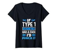 Women's If Diabetes Had Face Punch It Type 1 Diabetes Awareness V-Neck T-Shirt