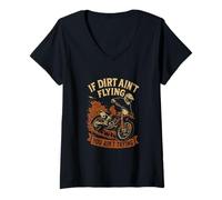 Women's If Dirt Ain't Flying Dirt Biking Motocross Dirt Bike Boys V-Neck T-Shirt