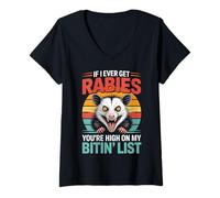Womens If Ever Get Rabies Youre High On My Bitin List Funny Friends V-Neck T-Shirt