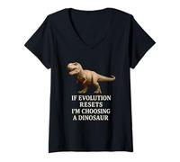 Womens If Evolution Resets I'm Choosing a Dinosaur Humorous Science V-Neck T-Shirt