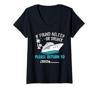 Womens If Found Asleep or Drunk Please Return to Cabin V-Neck T-Shirt