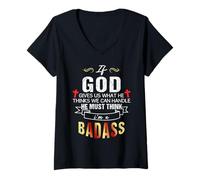 Womens If God Gives Us What He Thinks We Can Handle Pray Christian V-Neck T-Shirt