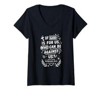 Womens If God is for Us Who Can Be Against Us Romans 8:31 V-Neck T-Shirt