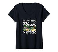 Womens If I Can't Bring Plants I'm Not Going Funny Gardening V-Neck T-Shirt