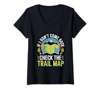 Womens If I Don’t Come Back Check The Trail Map Hike Running Joke V-Neck T-Shirt
