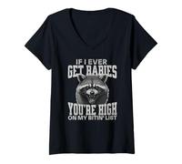 Womens If I Ever Get Rabies Your On My Bitin' List Rabid Raccoon V-Neck T-Shirt
