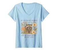 Womens If I Ever Get Rabies You're High On My Biting List Raccoon V-Neck T-Shirt