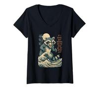Womens If I Ever Get Rabies You're High On My Biting List Raccoon V-Neck T-Shirt