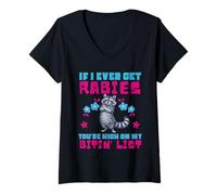 Women's If I Ever Get Rabies You're High on My Biting List Wild Joke V-Neck T-Shirt