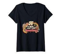 Women's If I Run Dont Ask Questions V-Neck T-Shirt