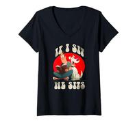Womens If i sit he Sits V-Neck T-Shirt