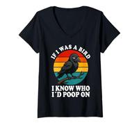 Womens If I Was a Bird I Know Who I'd Poop On Funny Quote Meme V-Neck T-Shirt