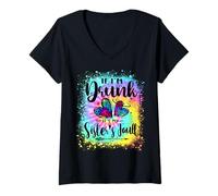 Womens If I'm Drunk It's My Sister's Fault Drinking Bestie couples V-Neck T-Shirt