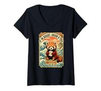 Women's If in Doubt Draw A Mahjong Tile Red Panda V-Neck T-Shirt