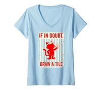 Women's If in Doubt Draw A Tile Mahjong Cat V-Neck T-Shirt