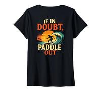 Womens If in Doubt Paddle Out Surfing Shirt Retro Sunset Wave Ocean V-Neck T-Shirt
