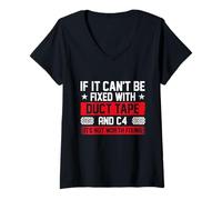 Womens If It Can't Be Fixed with Duct Tape and C4 - Combat Engineer V-Neck T-Shirt